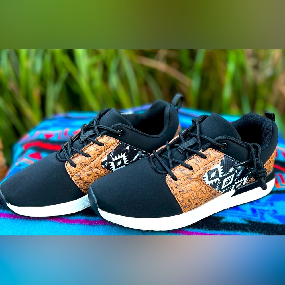 Aztec Tooled Leather Sneakers